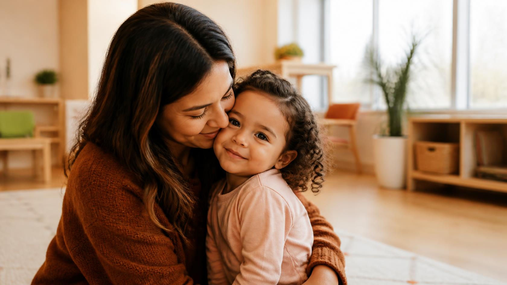child with mom that is not overstimulated but calm